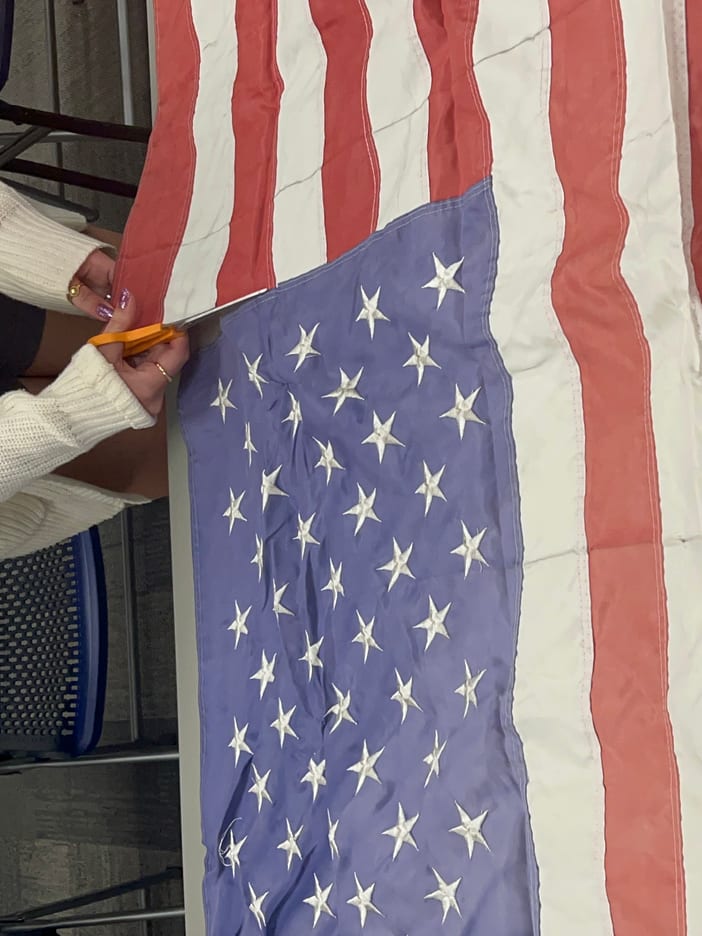 Cutting a flag for retirement, step 2 of 7