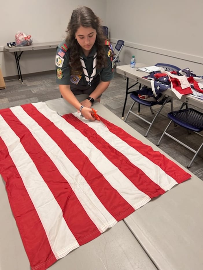Cutting a flag for retirement, step 5 of 7