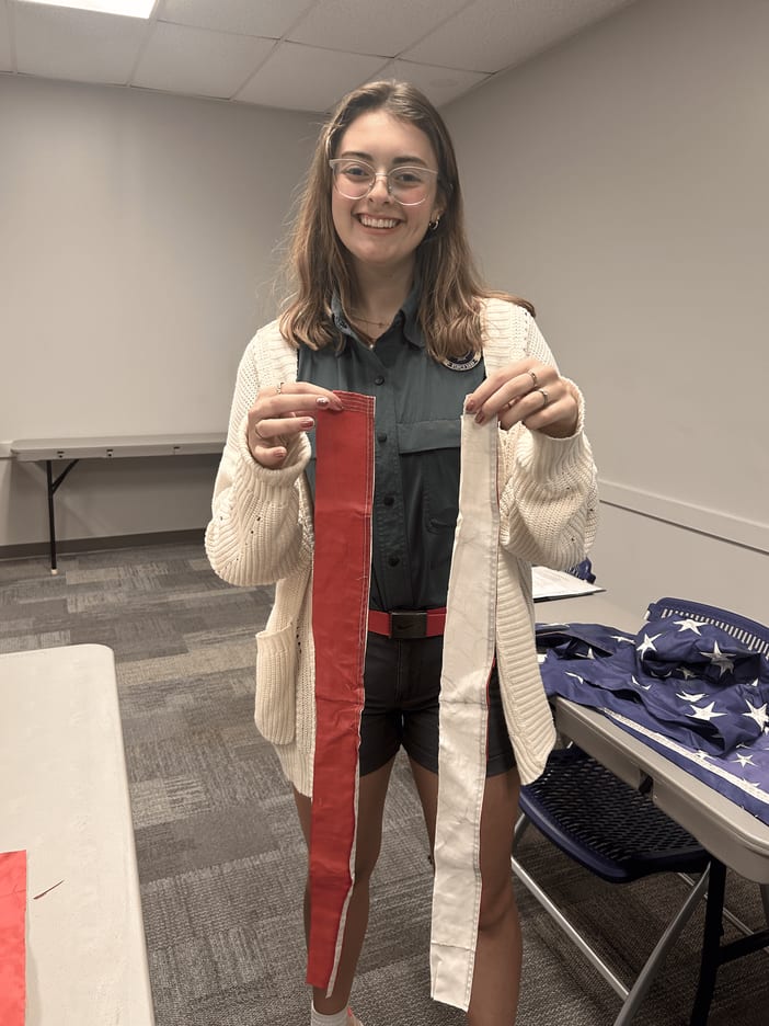 Cutting a flag for retirement, step 6 of 7