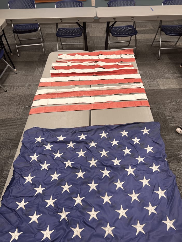 Cutting a flag for retirement, step 7 of 7